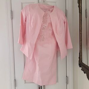 Pink sequenced party dress.